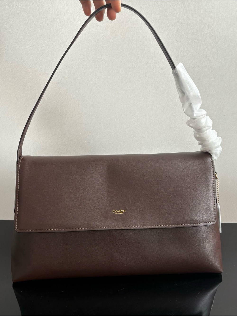 COACH Chocolate Brown Leather Shoulder Bag